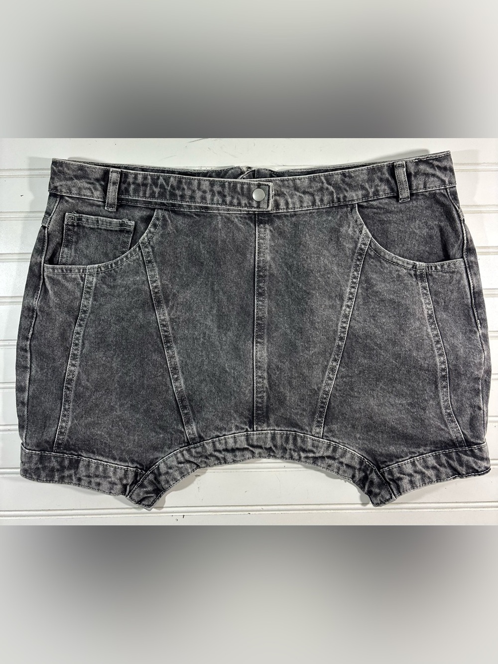 Pretty Little Things Plus Curved Hem Denim Mini Skirt Cotton Womens Size 12 - Picture 5 of 16